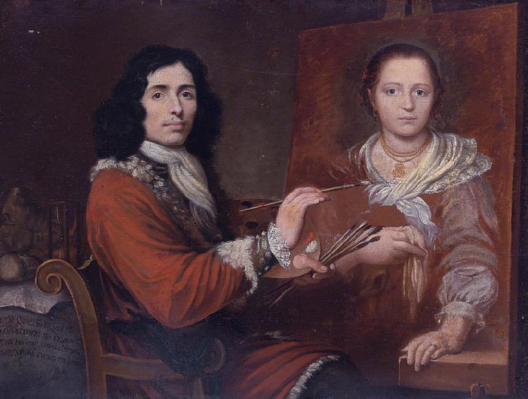 Giulio Quaglio Self Portrait of the Artist Painting his Wife Sweden oil painting art